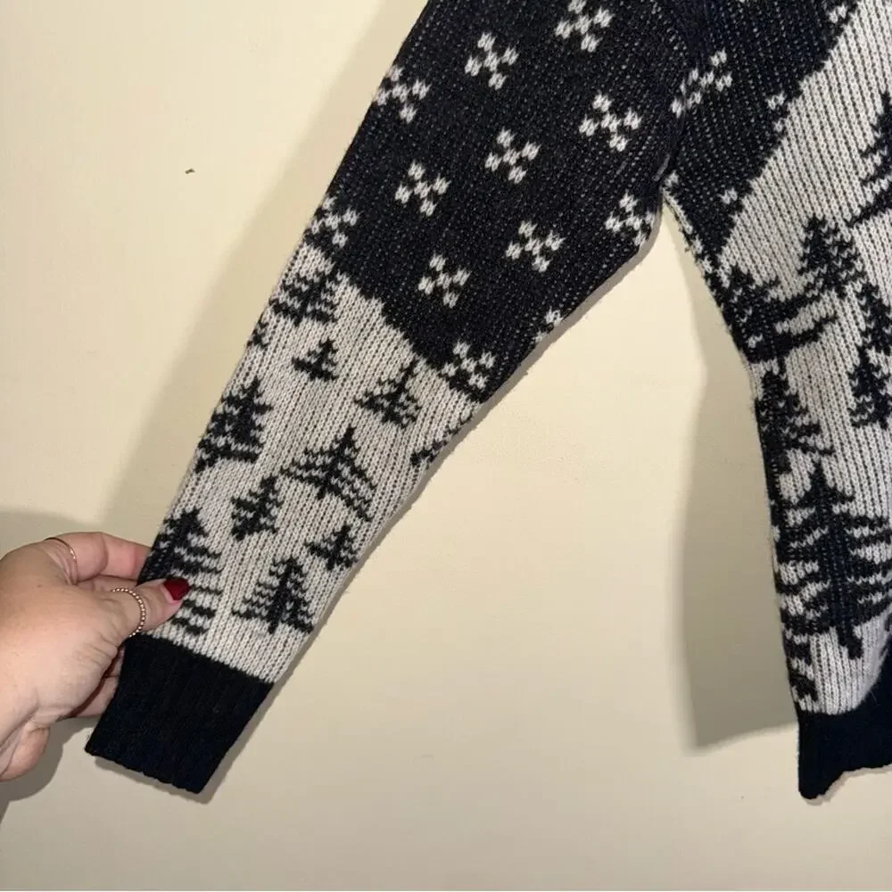J. CREW Wool preppy apres ski mountain scene crewneck knit sweater S